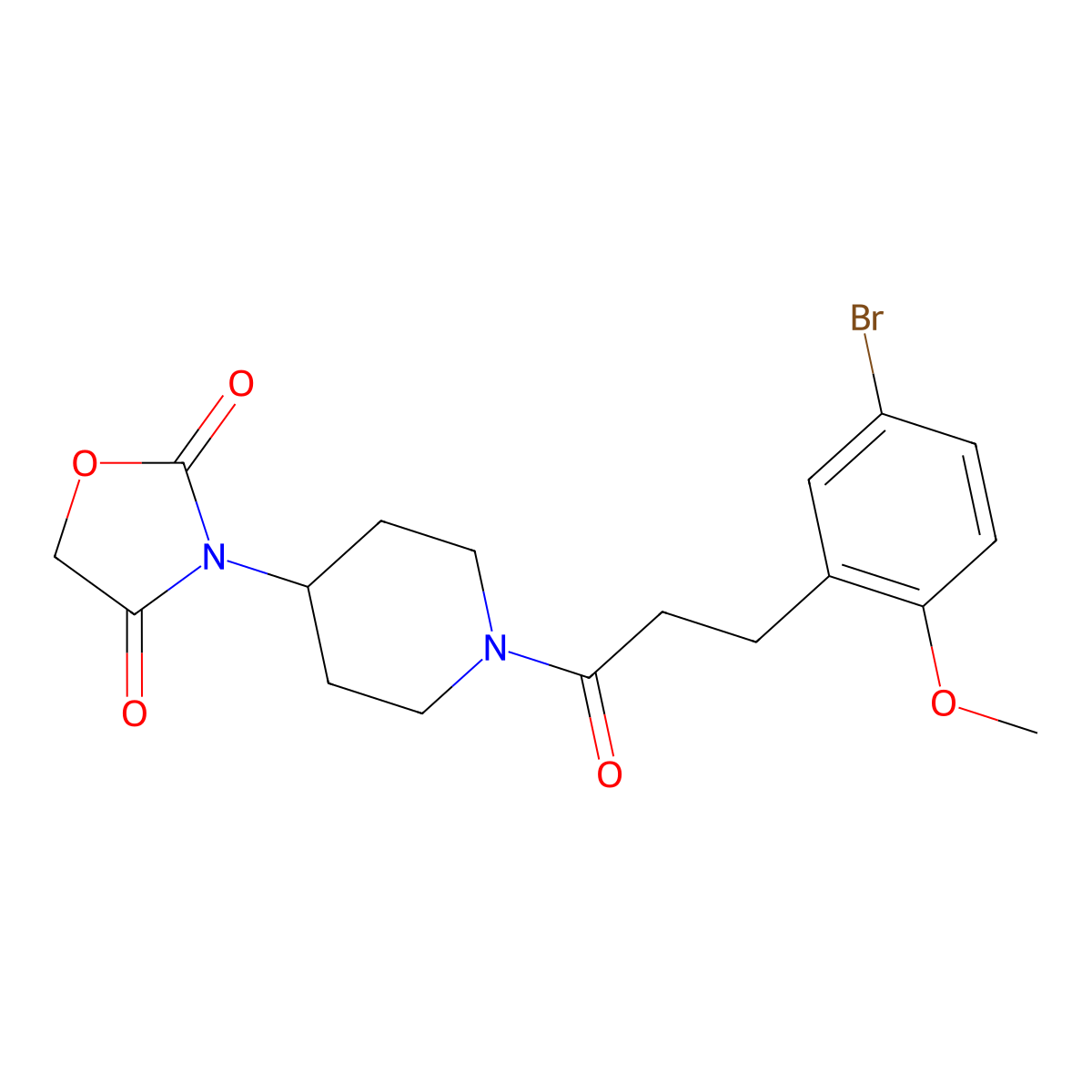 3-(1-(3-(5-Bromo-2-methoxyphenyl)propanoyl)piperidin-4-yl)oxazolidine-2,4-dione molecular structure, CAS 2034240-85-0