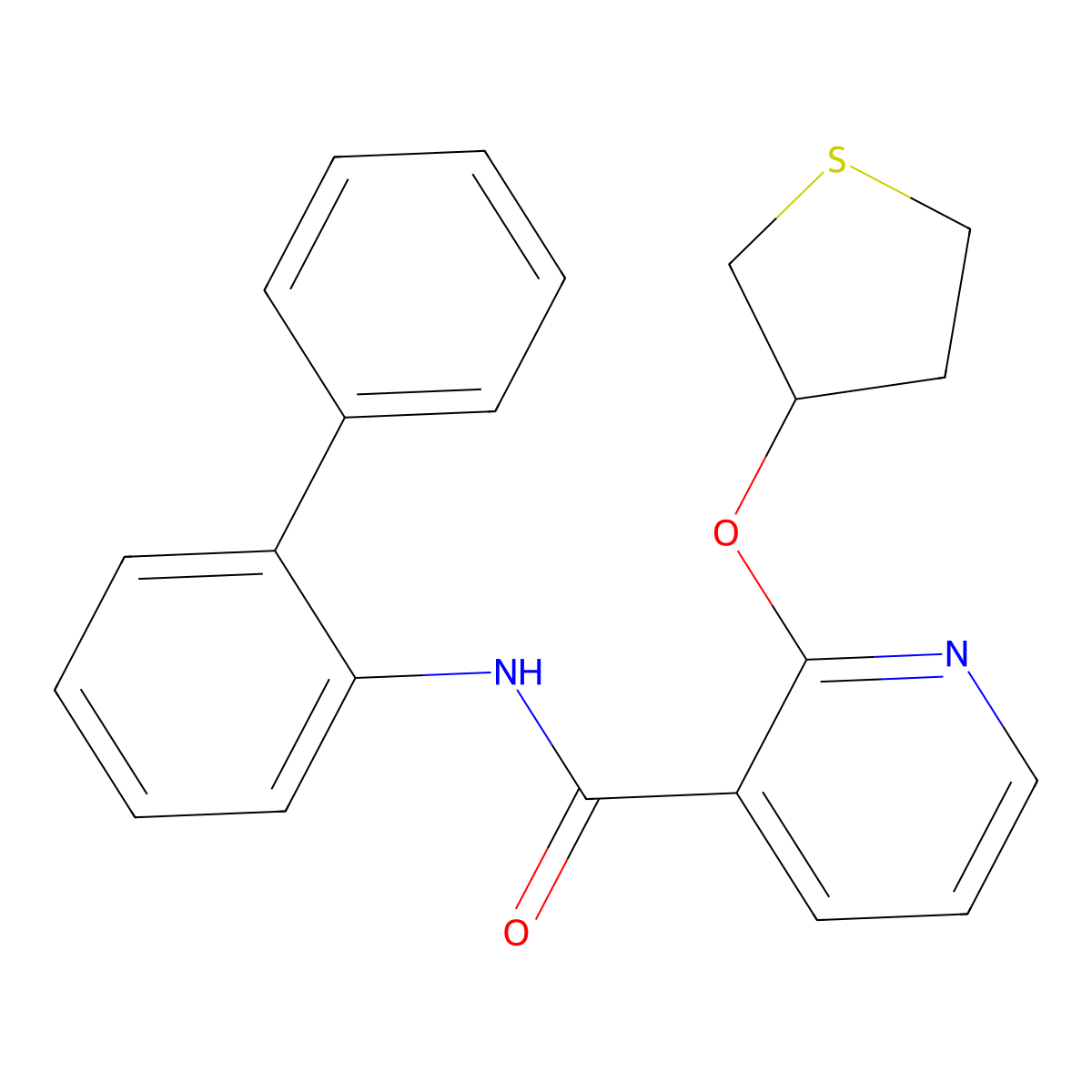 N-([1,1'-biphenyl]-2-yl)-2-((tetrahydrothiophen-3-yl)oxy)nicotinamide molecular structure, CAS 2034240-88-3