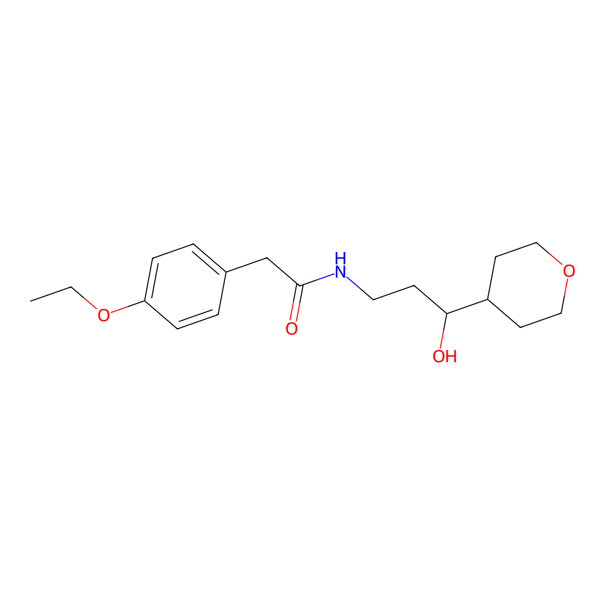 2-(4-ethoxyphenyl)-N-(3-hydroxy-3-(tetrahydro-2H-pyran-4-yl)propyl)acetamide molecular structure, CAS 2034240-89-4