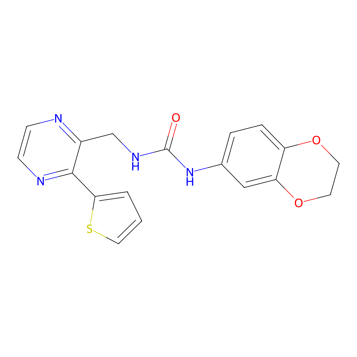 1-(2,3-Dihydrobenzo[b][1,4]dioxin-6-yl)-3-((3-(thiophen-2-yl)pyrazin-2-yl)methyl)urea molecular structure, CAS 2034240-93-0