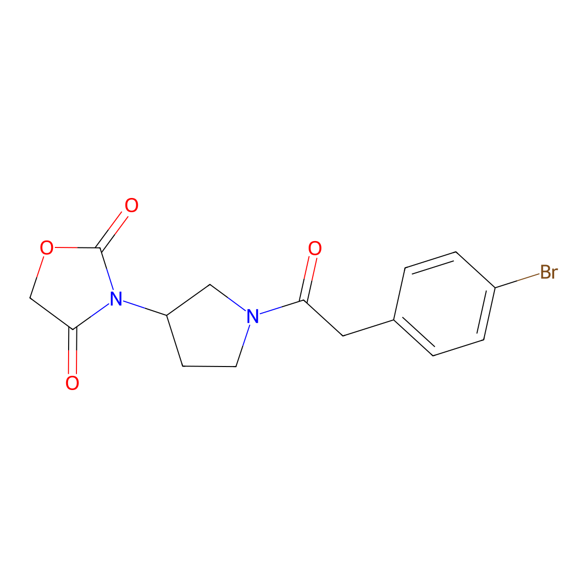 3-(1-(2-(4-Bromophenyl)acetyl)pyrrolidin-3-yl)oxazolidine-2,4-dione molecular structure, CAS 2034241-00-2