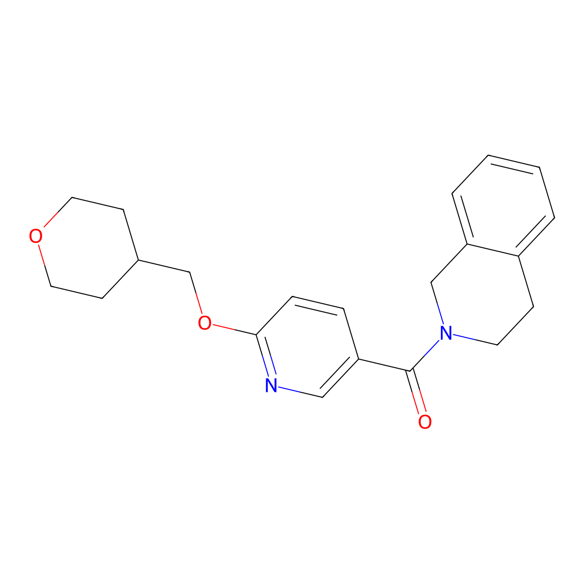 (3,4-dihydroisoquinolin-2(1H)-yl)(6-((tetrahydro-2H-pyran-4-yl)methoxy)pyridin-3-yl)methanone molecular structure, CAS 2034241-04-6