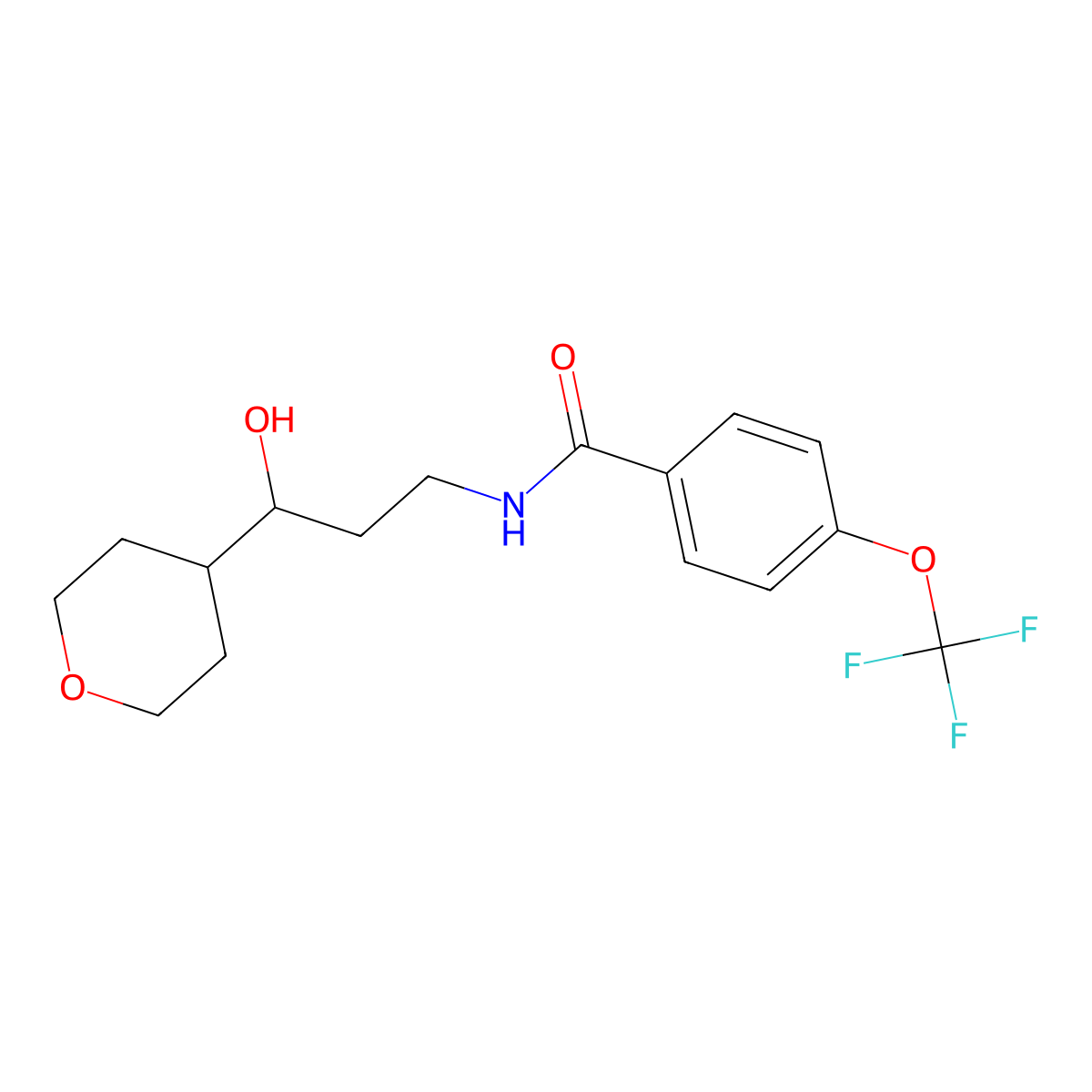 N-[3-hydroxy-3-(oxan-4-yl)propyl]-4-(trifluoromethoxy)benzamide molecular structure, CAS 2034241-07-9