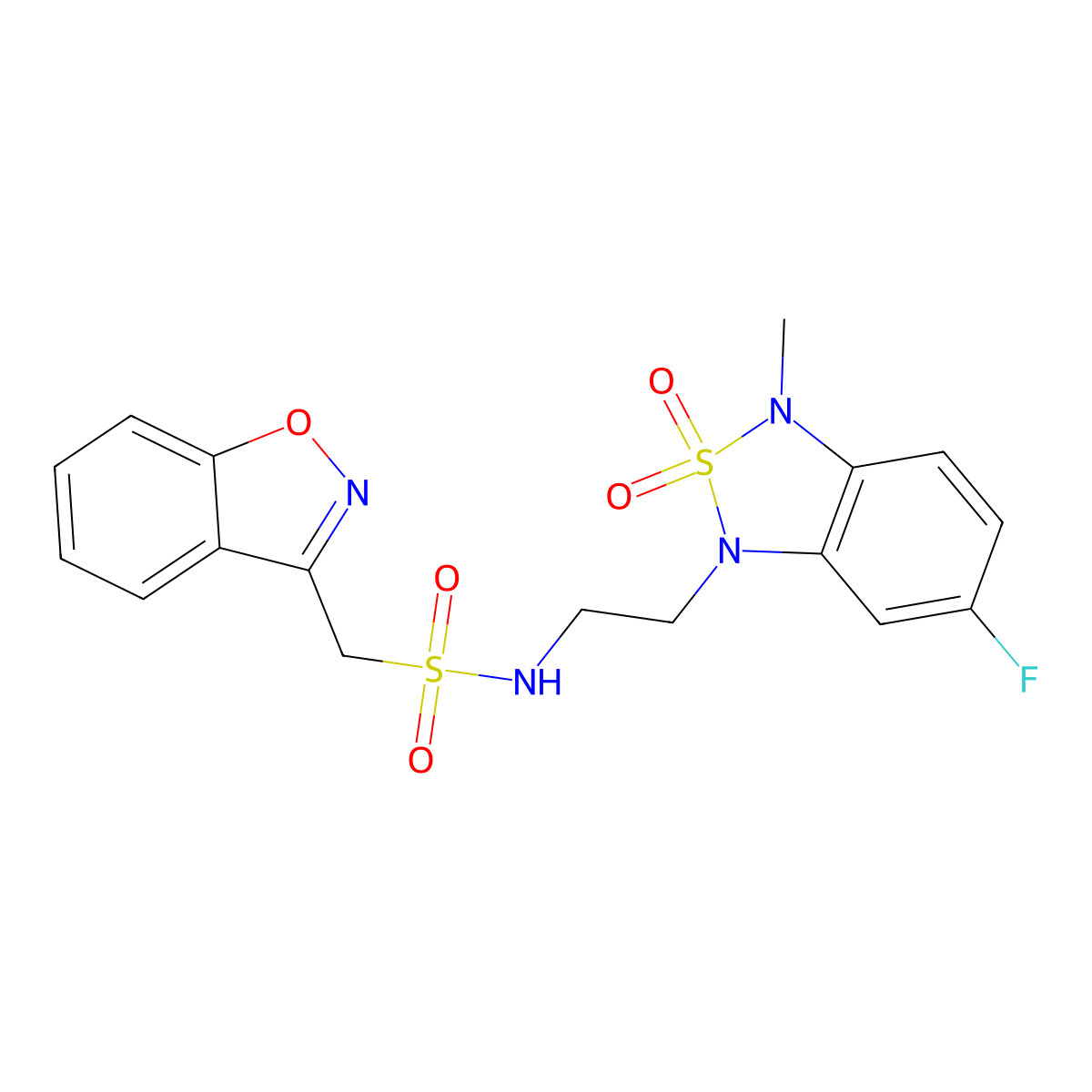 1-(benzo[d]isoxazol-3-yl)-N-(2-(6-fluoro-3-methyl-2,2-dioxidobenzo[c][1,2,5]thiadiazol-1(3H)-yl)ethyl)methanesulfonamide molecular structure, CAS 2034241-08-0