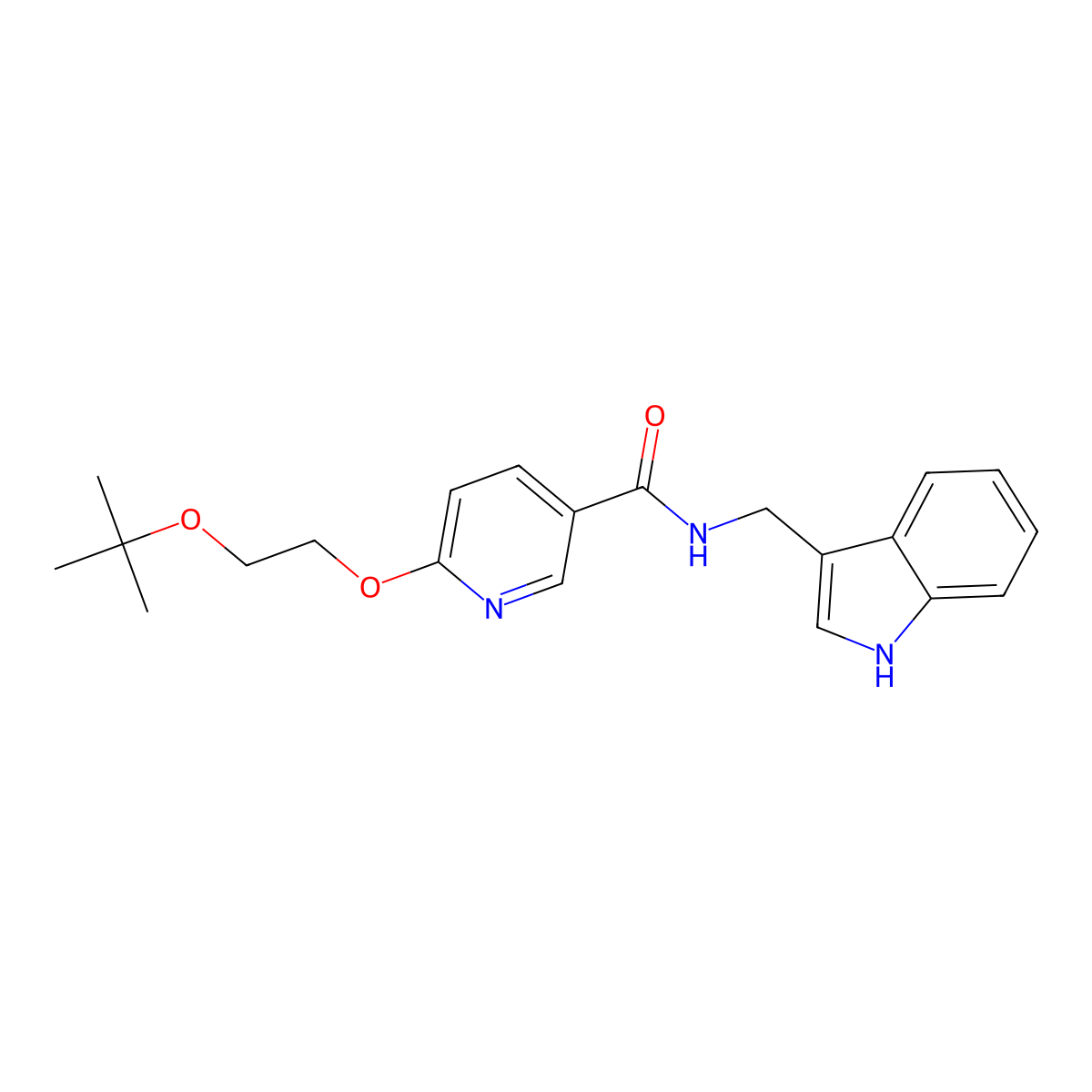 N-((1H-indol-3-yl)methyl)-6-(2-(tert-butoxy)ethoxy)nicotinamide molecular structure, CAS 2034241-12-6