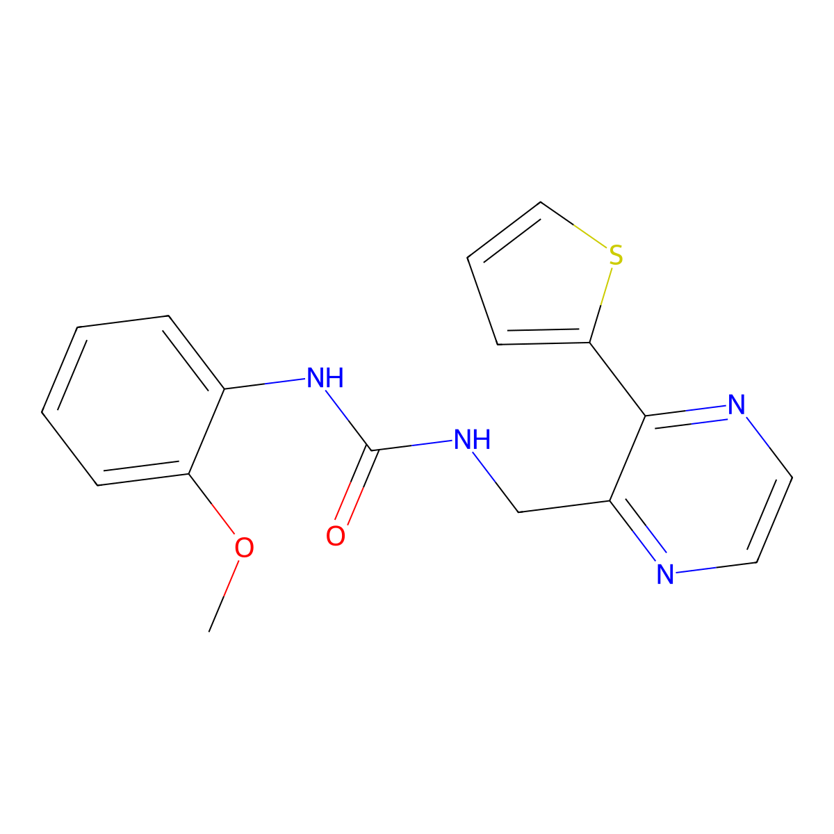 1-(2-Methoxyphenyl)-3-((3-(thiophen-2-yl)pyrazin-2-yl)methyl)urea molecular structure, CAS 2034241-13-7