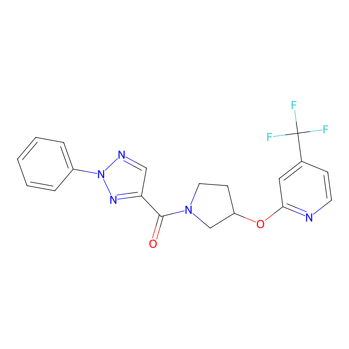 (2-phenyl-2H-1,2,3-triazol-4-yl)(3-((4-(trifluoromethyl)pyridin-2-yl)oxy)pyrrolidin-1-yl)methanone molecular structure, CAS 2034241-18-2