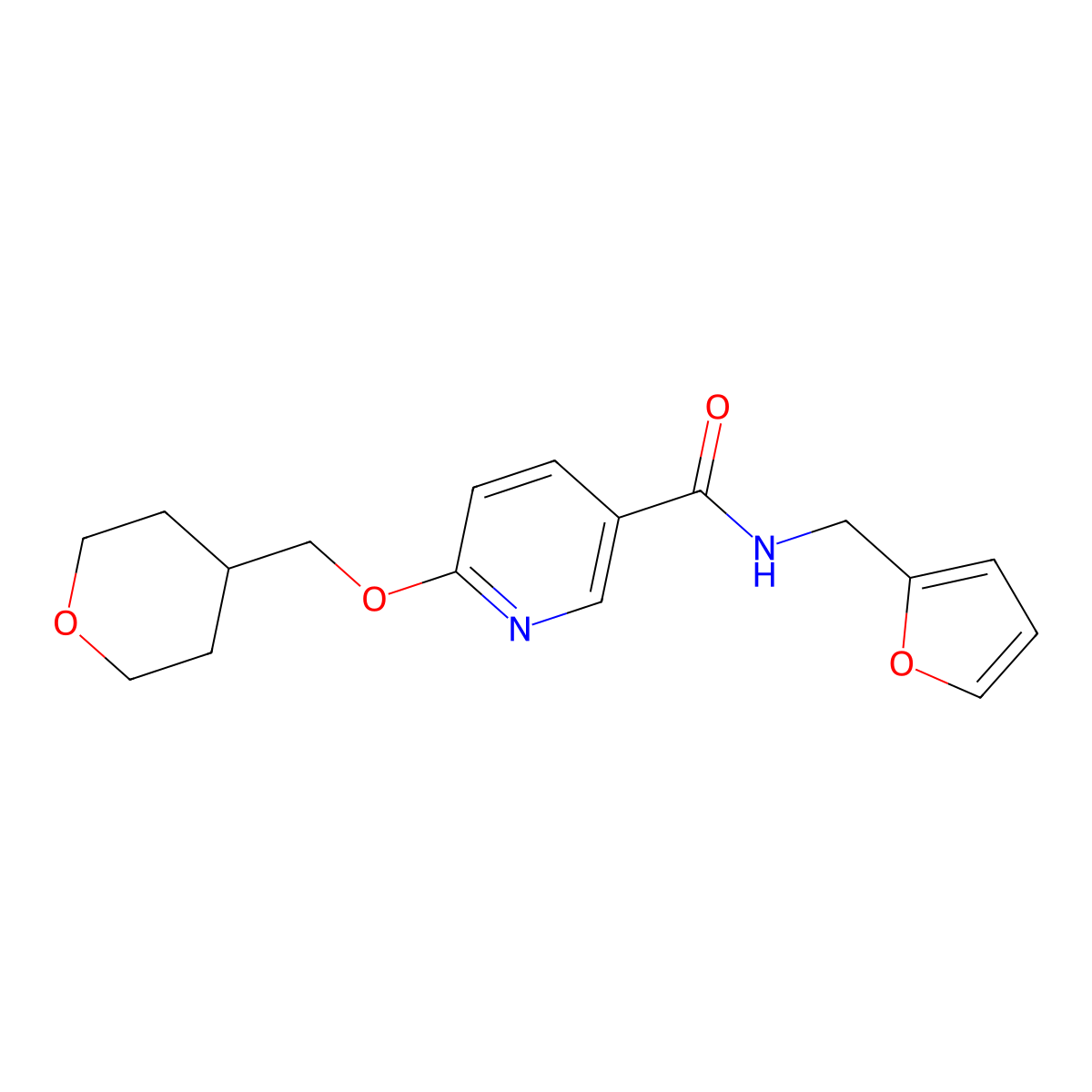 N-(furan-2-ylmethyl)-6-((tetrahydro-2H-pyran-4-yl)methoxy)nicotinamide molecular structure, CAS 2034241-21-7