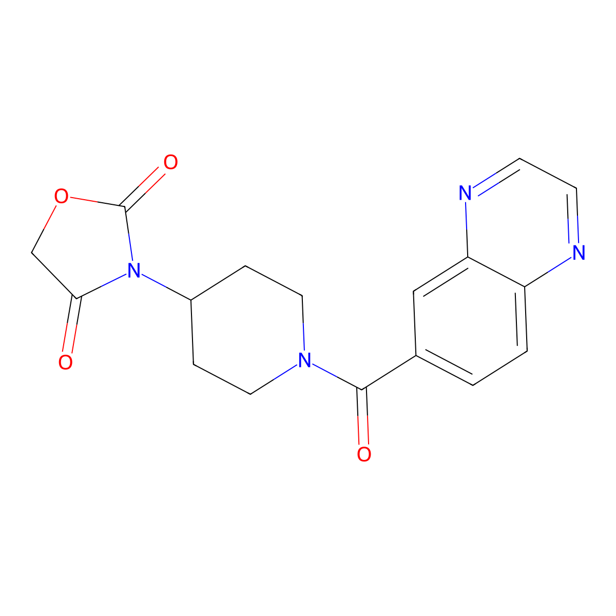 3-(1-(Quinoxaline-6-carbonyl)piperidin-4-yl)oxazolidine-2,4-dione molecular structure, CAS 2034241-22-8