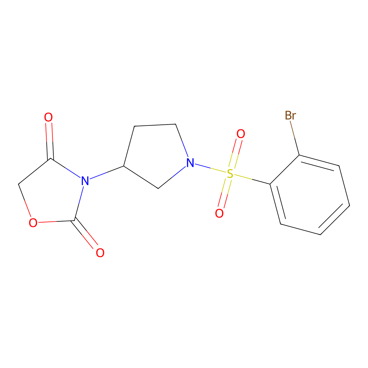 3-(1-((2-Bromophenyl)sulfonyl)pyrrolidin-3-yl)oxazolidine-2,4-dione molecular structure, CAS 2034241-27-3