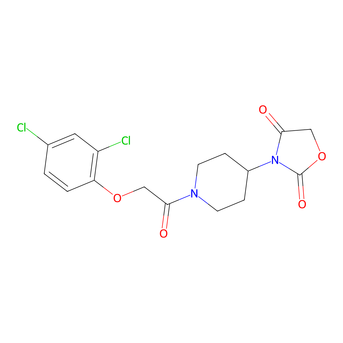 3-(1-(2-(2,4-Dichlorophenoxy)acetyl)piperidin-4-yl)oxazolidine-2,4-dione molecular structure, CAS 2034241-28-4