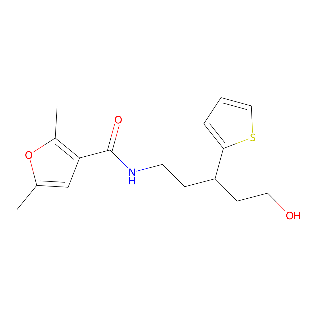 N-(5-hydroxy-3-(thiophen-2-yl)pentyl)-2,5-dimethylfuran-3-carboxamide molecular structure, CAS 2034241-29-5