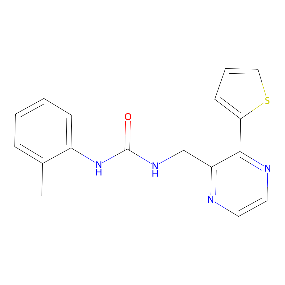 1-((3-(Thiophen-2-yl)pyrazin-2-yl)methyl)-3-(o-tolyl)urea molecular structure, CAS 2034241-30-8