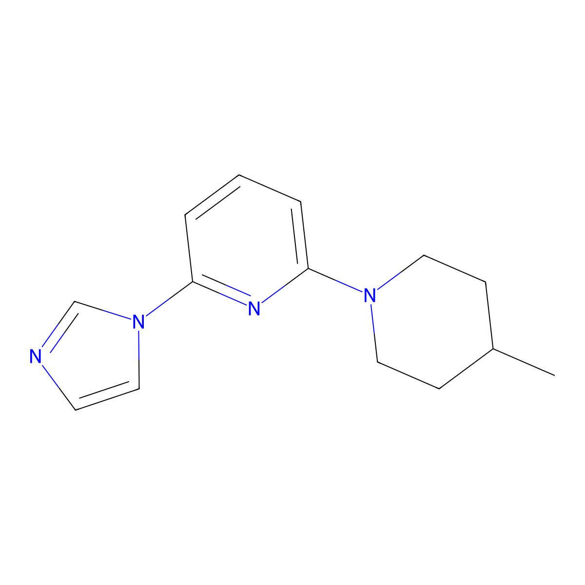 2-(1H-imidazol-1-yl)-6-(4-methylpiperidin-1-yl)pyridine molecular structure, CAS 2034241-33-1