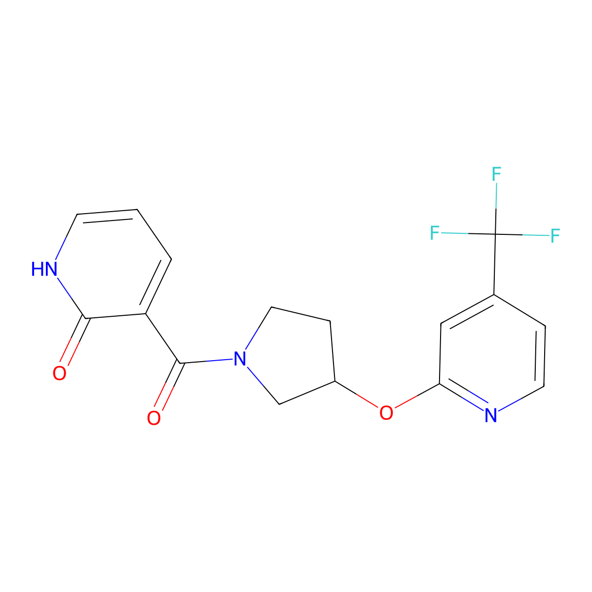 3-(3-((4-(trifluoromethyl)pyridin-2-yl)oxy)pyrrolidine-1-carbonyl)pyridin-2(1H)-one molecular structure, CAS 2034241-39-7