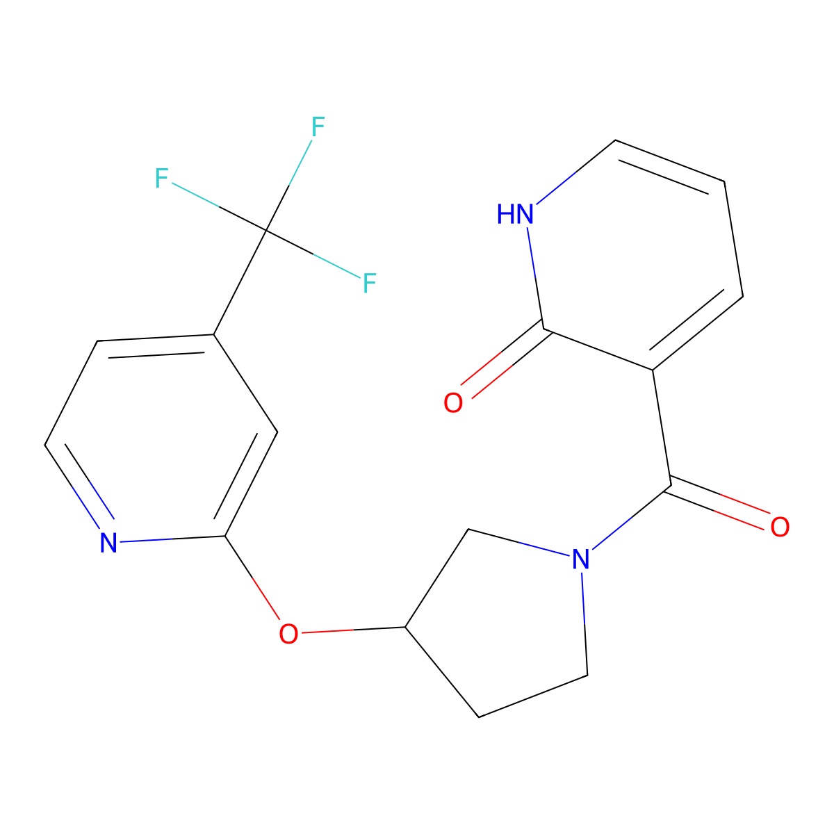 3-(3-((4-(trifluoromethyl)pyridin-2-yl)oxy)pyrrolidine-1-carbonyl)pyridin-2(1H)-one molecular structure, CAS 2034241-39-7