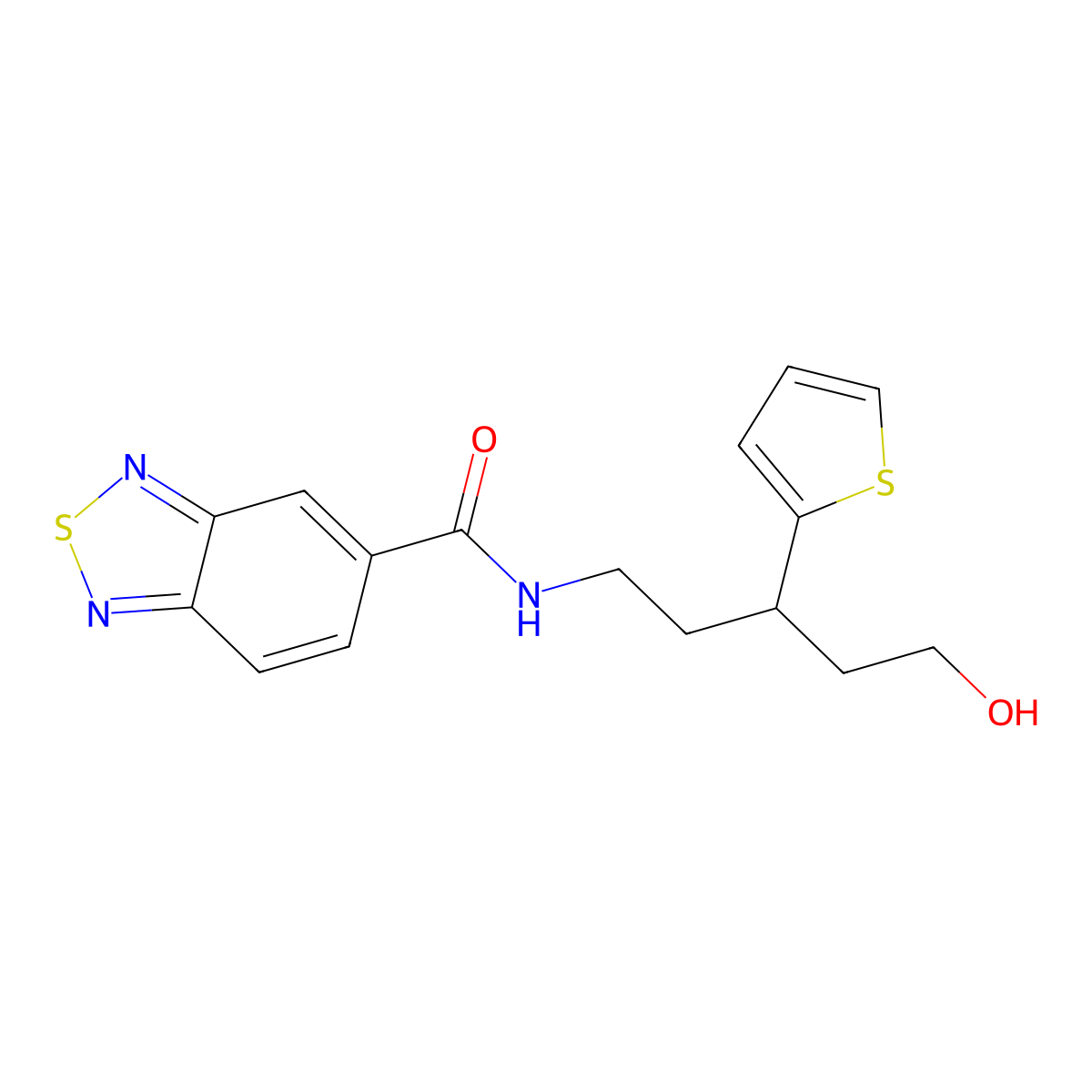 N-(5-hydroxy-3-(thiophen-2-yl)pentyl)benzo[c][1,2,5]thiadiazole-5-carboxamide molecular structure, CAS 2034241-40-0