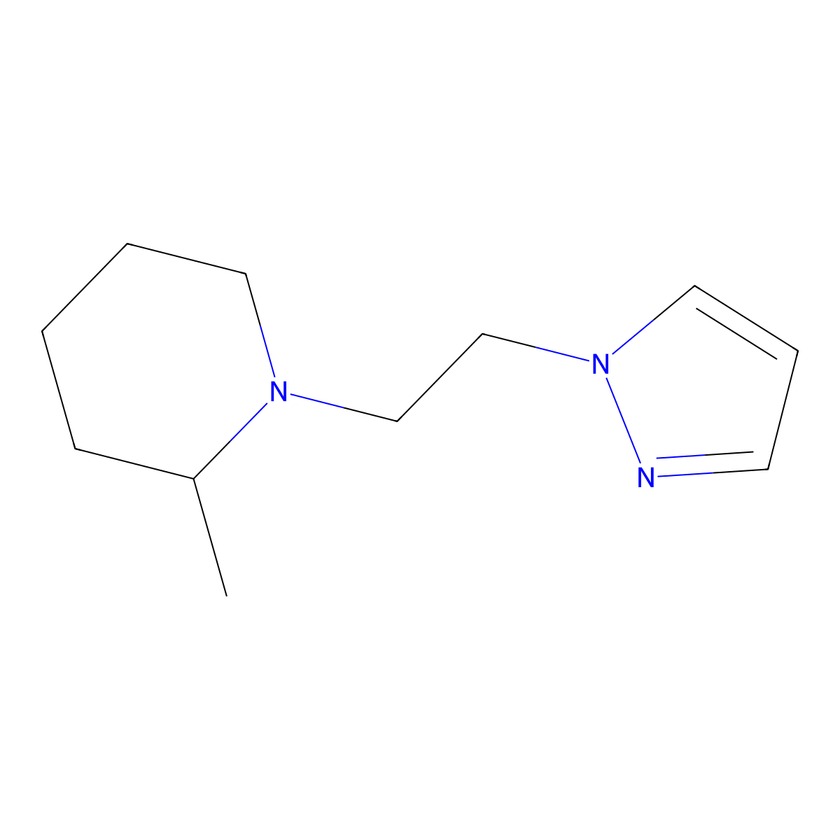 1-(2-(1H-pyrazol-1-yl)ethyl)-2-methylpiperidine molecular structure, CAS 2034241-43-3