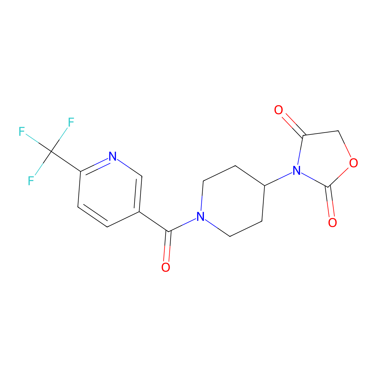3-(1-(6-(Trifluoromethyl)nicotinoyl)piperidin-4-yl)oxazolidine-2,4-dione molecular structure, CAS 2034241-48-8