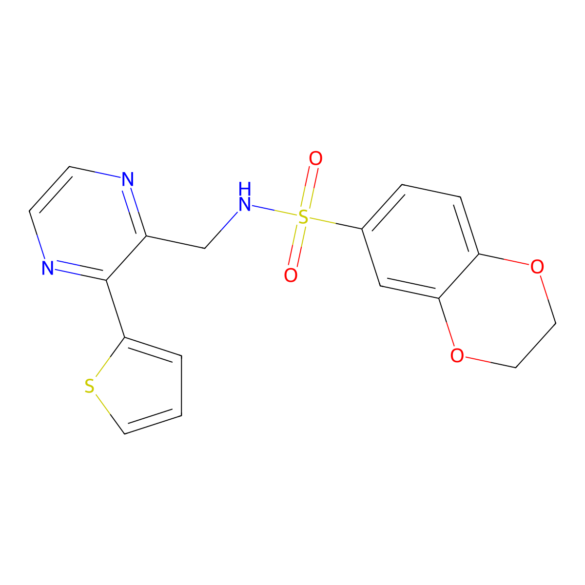 N-((3-(thiophen-2-yl)pyrazin-2-yl)methyl)-2,3-dihydrobenzo[b][1,4]dioxine-6-sulfonamide molecular structure, CAS 2034241-50-2