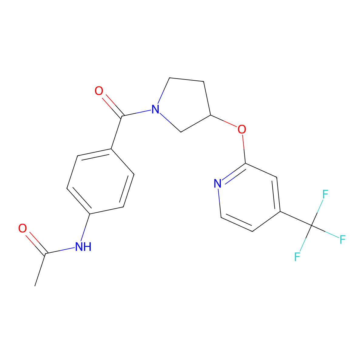 N-[4-(3-{[4-(trifluoromethyl)pyridin-2-yl]oxy}pyrrolidine-1-carbonyl)phenyl]acetamide molecular structure, CAS 2034241-52-4