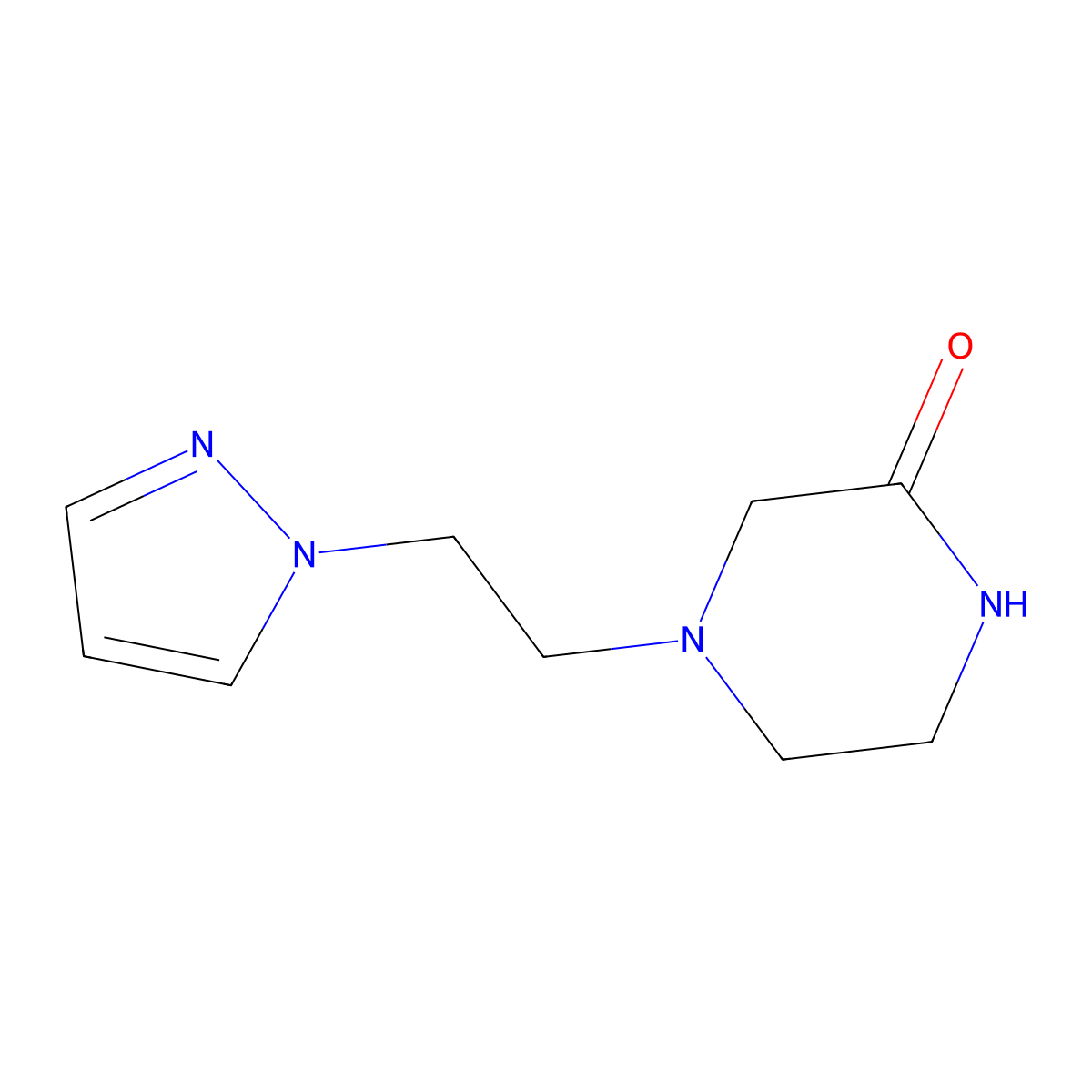 4-(2-(1H-pyrazol-1-yl)ethyl)piperazin-2-one molecular structure, CAS 2034241-54-6