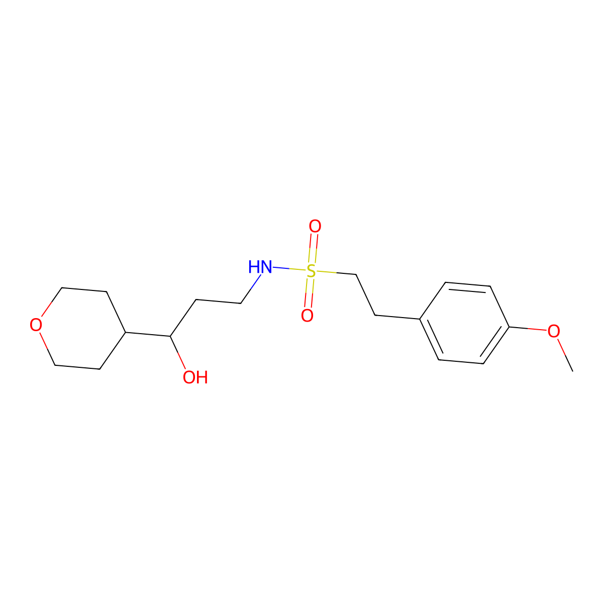 N-(3-hydroxy-3-(tetrahydro-2H-pyran-4-yl)propyl)-2-(4-methoxyphenyl)ethanesulfonamide molecular structure, CAS 2034241-56-8