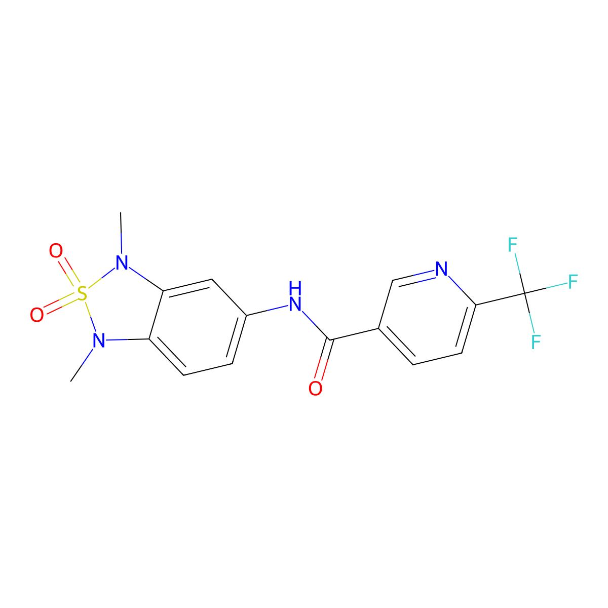 N-(1,3-dimethyl-2,2-dioxido-1,3-dihydrobenzo[c][1,2,5]thiadiazol-5-yl)-6-(trifluoromethyl)nicotinamide molecular structure, CAS 2034241-60-4