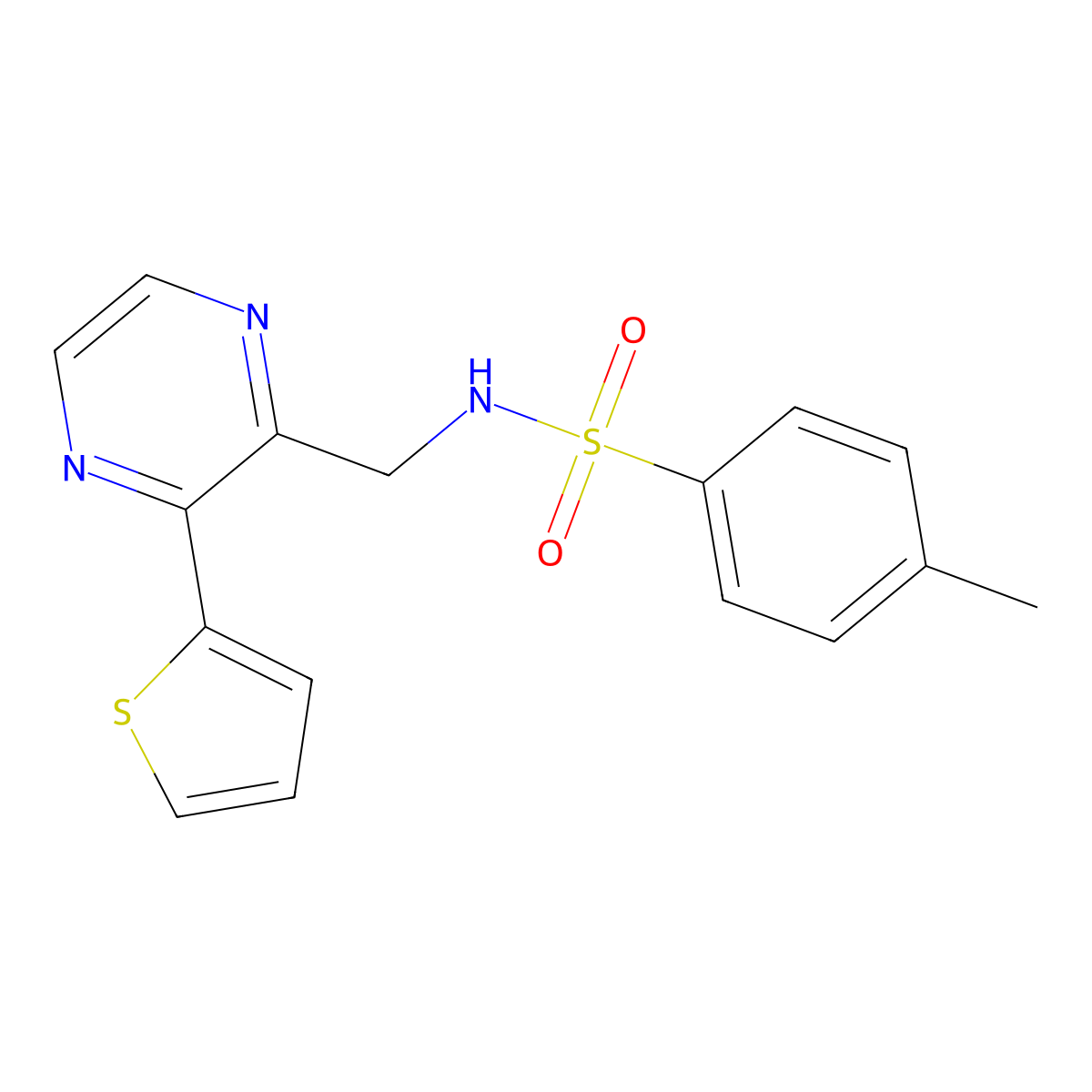 4-methyl-N-((3-(thiophen-2-yl)pyrazin-2-yl)methyl)benzenesulfonamide molecular structure, CAS 2034241-62-6