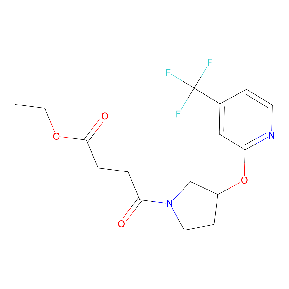 Ethyl 4-oxo-4-(3-((4-(trifluoromethyl)pyridin-2-yl)oxy)pyrrolidin-1-yl)butanoate molecular structure, CAS 2034241-65-9