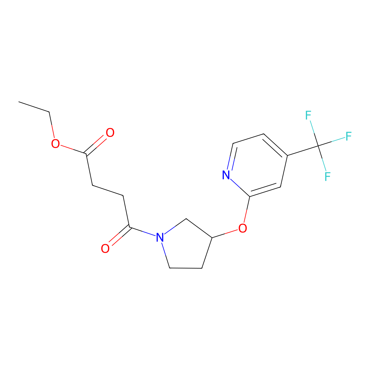 Ethyl 4-oxo-4-(3-((4-(trifluoromethyl)pyridin-2-yl)oxy)pyrrolidin-1-yl)butanoate molecular structure, CAS 2034241-65-9