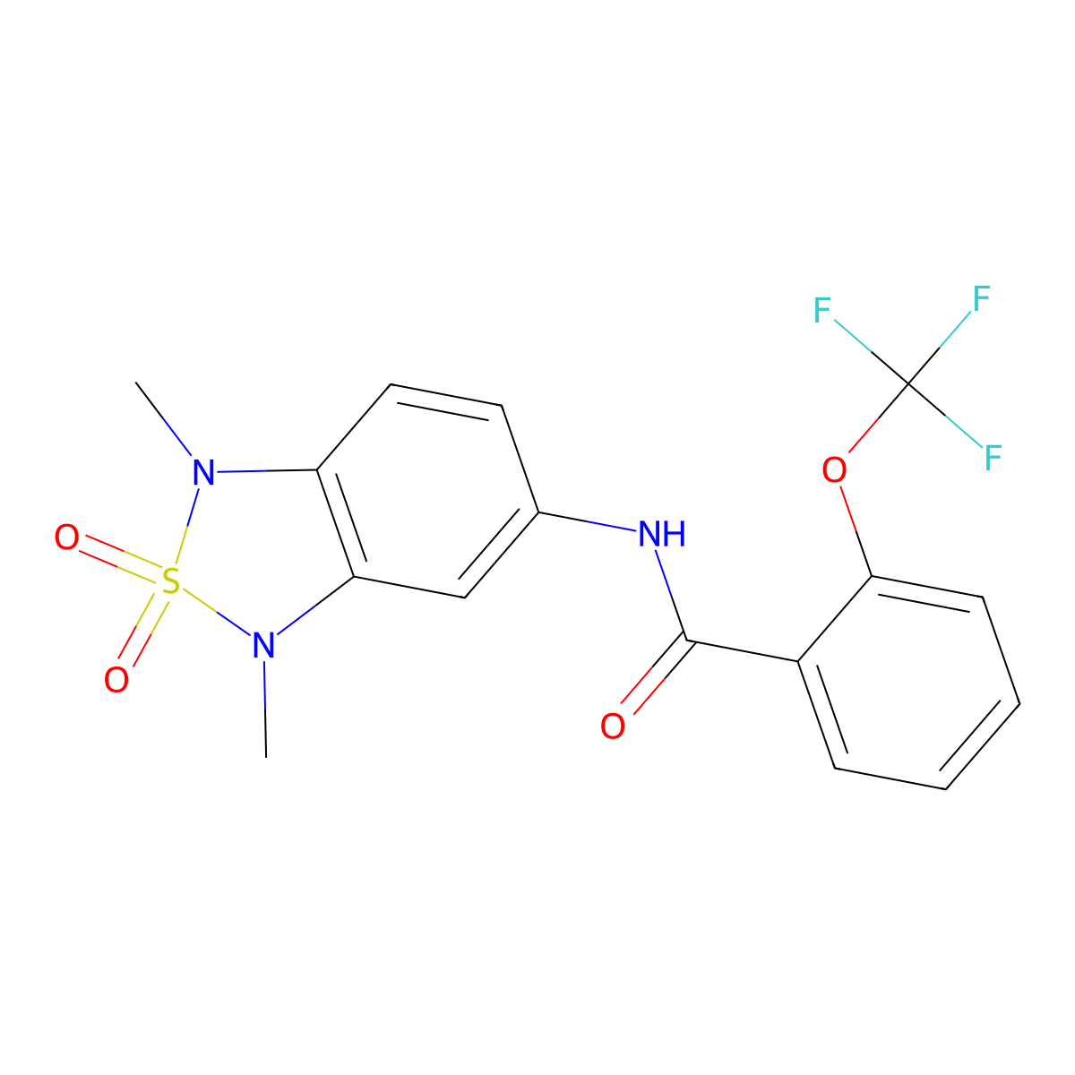 N-(1,3-dimethyl-2,2-dioxido-1,3-dihydrobenzo[c][1,2,5]thiadiazol-5-yl)-2-(trifluoromethoxy)benzamide molecular structure, CAS 2034241-66-0