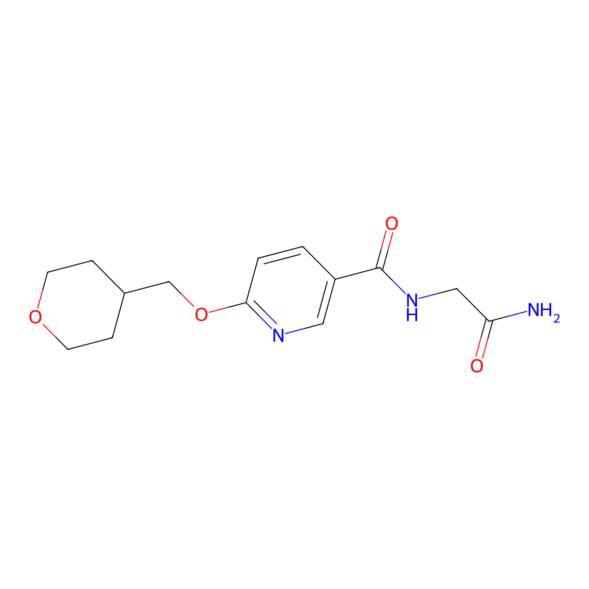 N-(2-amino-2-oxoethyl)-6-((tetrahydro-2H-pyran-4-yl)methoxy)nicotinamide molecular structure, CAS 2034241-79-5