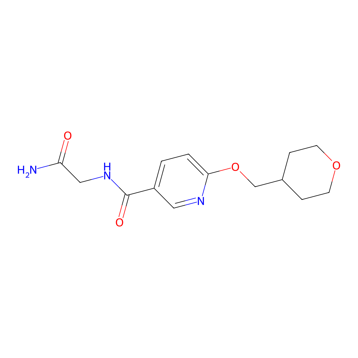 N-(2-amino-2-oxoethyl)-6-((tetrahydro-2H-pyran-4-yl)methoxy)nicotinamide molecular structure, CAS 2034241-79-5
