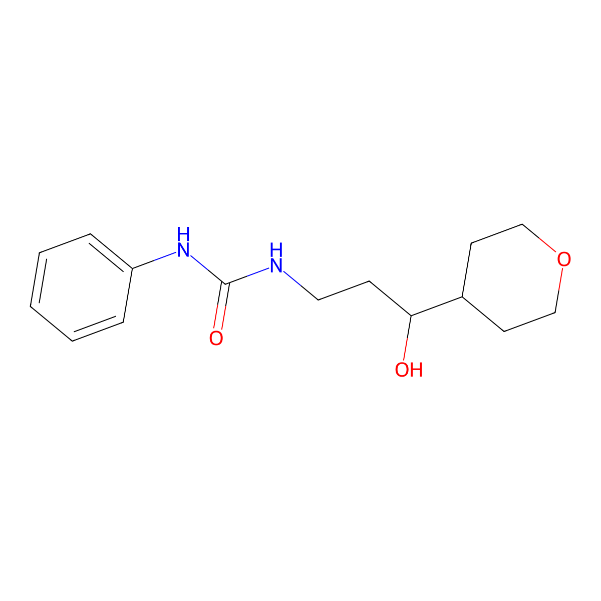 1-(3-hydroxy-3-(tetrahydro-2H-pyran-4-yl)propyl)-3-phenylurea molecular structure, CAS 2034241-80-8