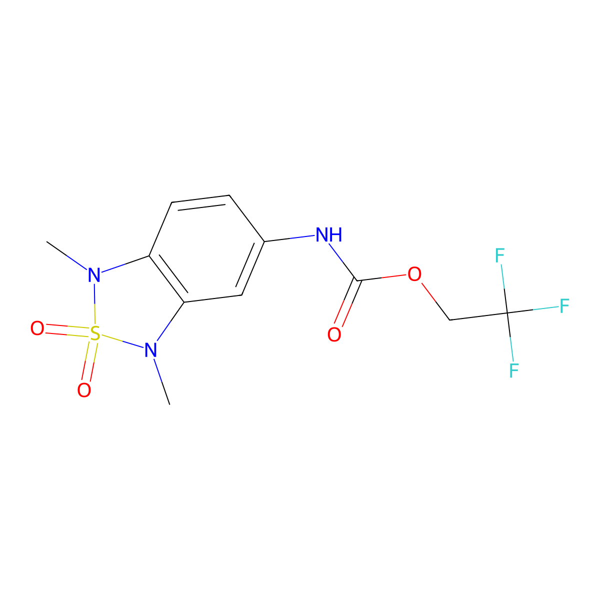 2,2,2-Trifluoroethyl (1,3-dimethyl-2,2-dioxido-1,3-dihydrobenzo[c][1,2,5]thiadiazol-5-yl)carbamate molecular structure, CAS 2034241-87-5