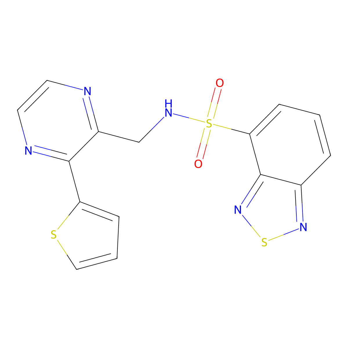 N-((3-(thiophen-2-yl)pyrazin-2-yl)methyl)benzo[c][1,2,5]thiadiazole-4-sulfonamide molecular structure, CAS 2034241-91-1