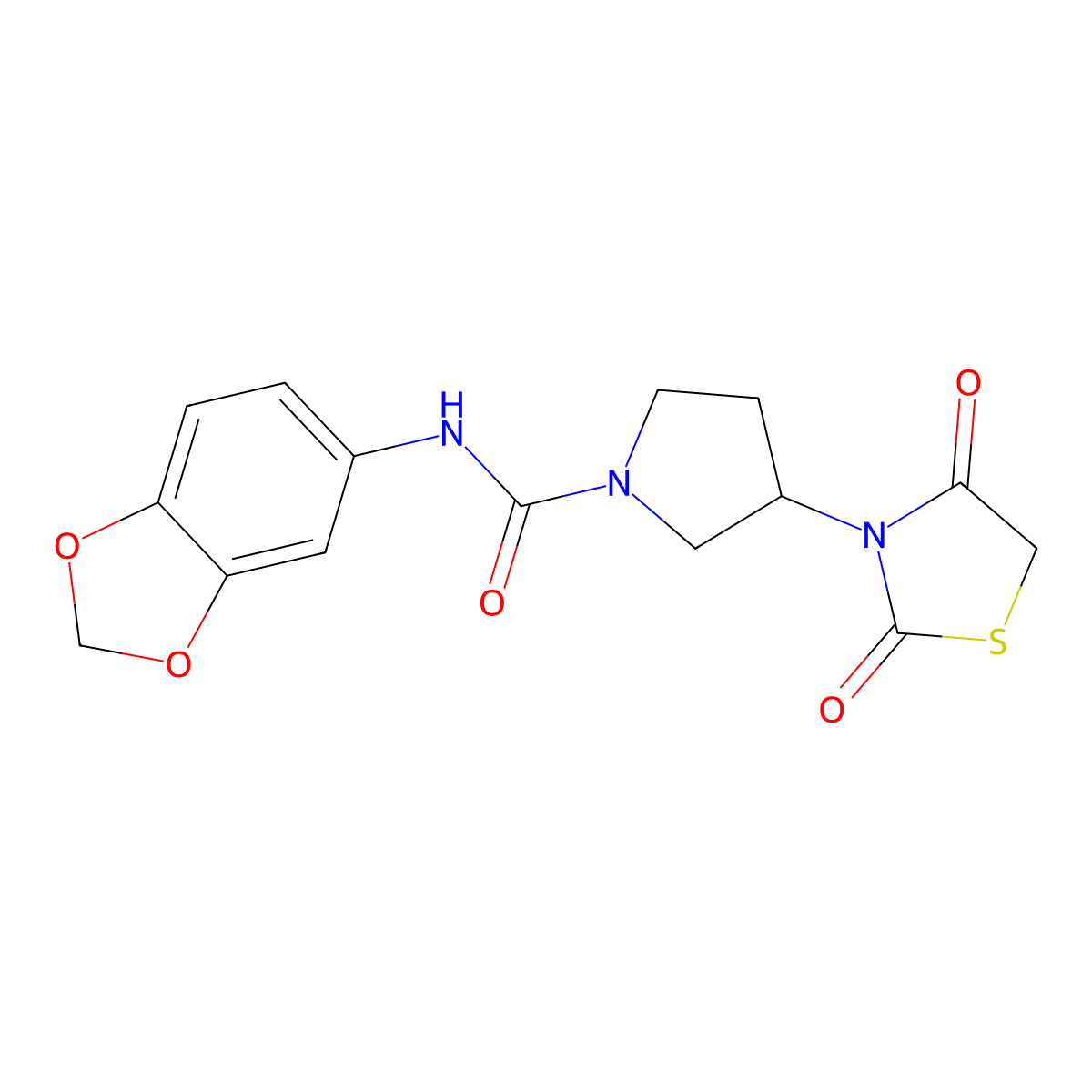 N-(benzo[d][1,3]dioxol-5-yl)-3-(2,4-dioxothiazolidin-3-yl)pyrrolidine-1-carboxamide molecular structure, CAS 2034241-92-2