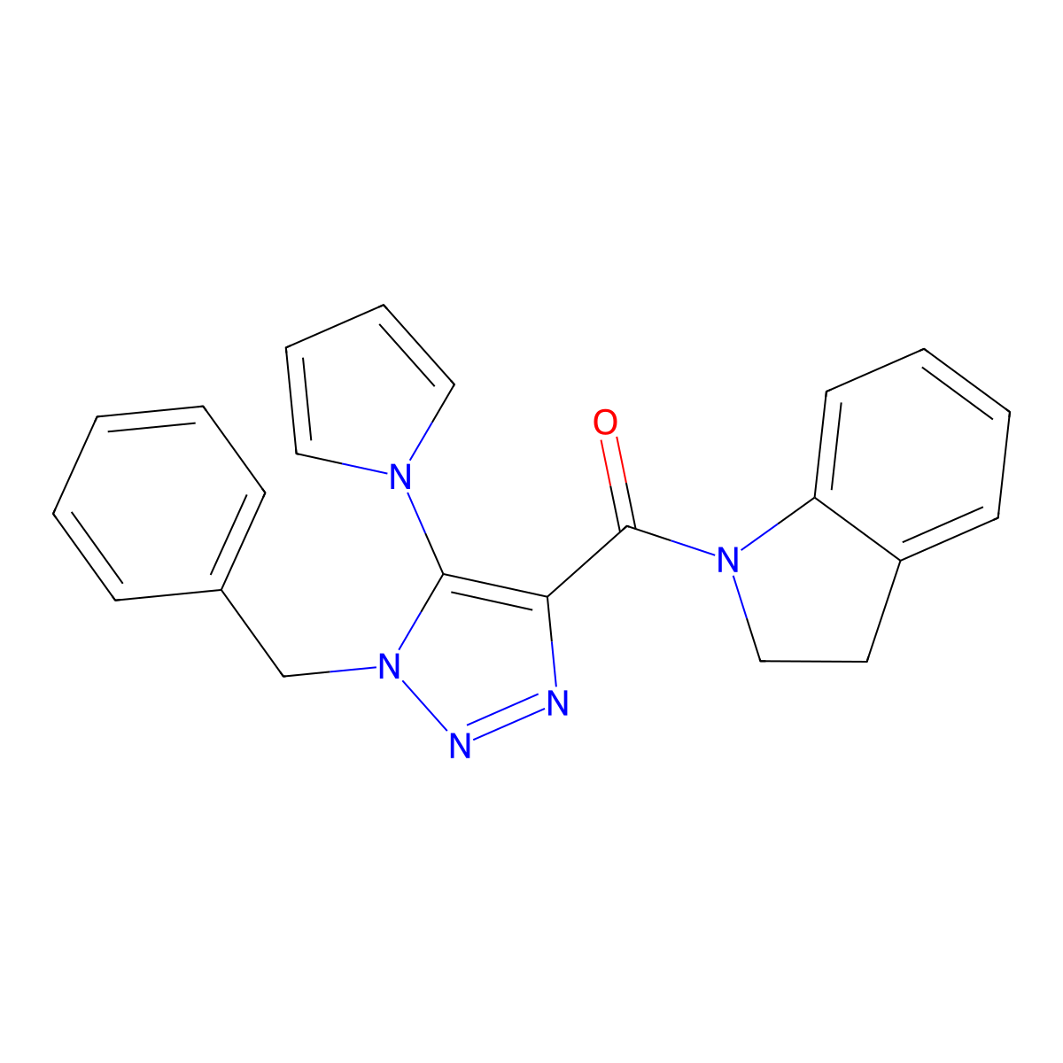 (1-benzyl-5-(1H-pyrrol-1-yl)-1H-1,2,3-triazol-4-yl)(indolin-1-yl)methanone molecular structure, CAS 2034241-95-5