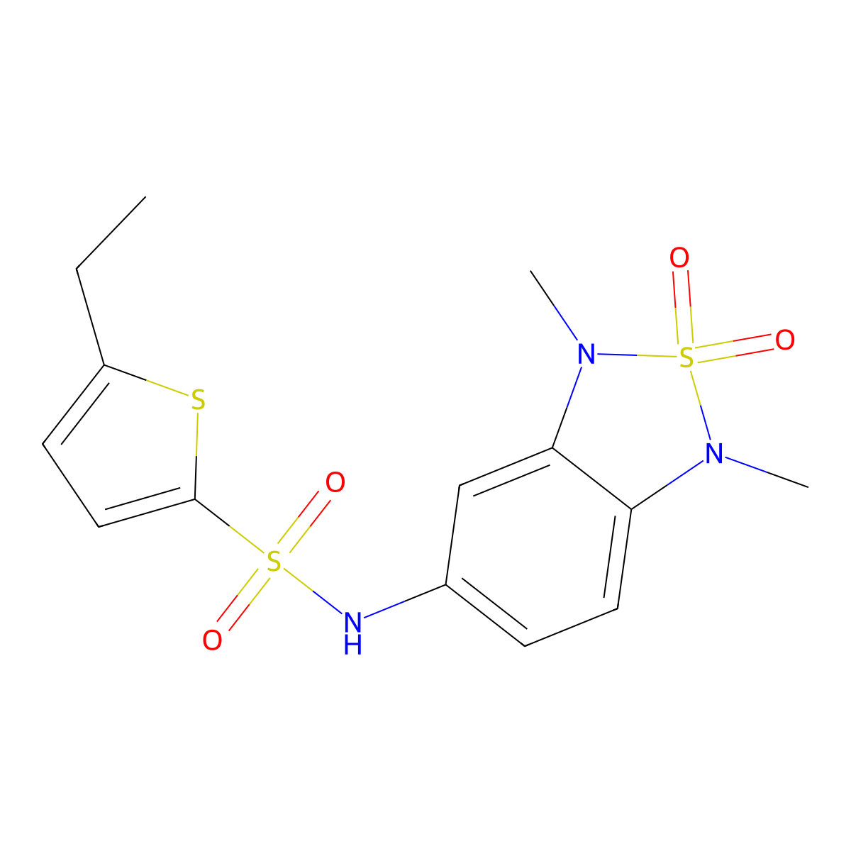 N-(1,3-dimethyl-2,2-dioxido-1,3-dihydrobenzo[c][1,2,5]thiadiazol-5-yl)-5-ethylthiophene-2-sulfonamide molecular structure, CAS 2034241-96-6