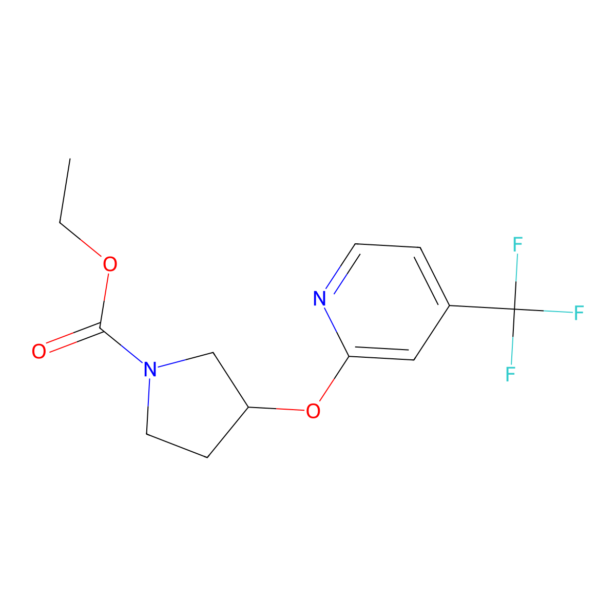 Ethyl 3-((4-(trifluoromethyl)pyridin-2-yl)oxy)pyrrolidine-1-carboxylate molecular structure, CAS 2034242-00-5