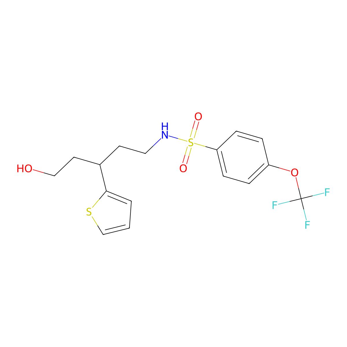 N-(5-hydroxy-3-(thiophen-2-yl)pentyl)-4-(trifluoromethoxy)benzenesulfonamide molecular structure, CAS 2034242-03-8