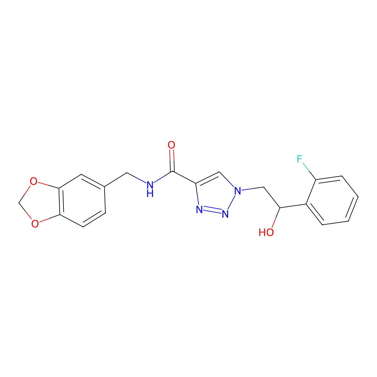 N-(benzo[d][1,3]dioxol-5-ylmethyl)-1-(2-(2-fluorophenyl)-2-hydroxyethyl)-1H-1,2,3-triazole-4-carboxamide molecular structure, CAS 2034242-04-9