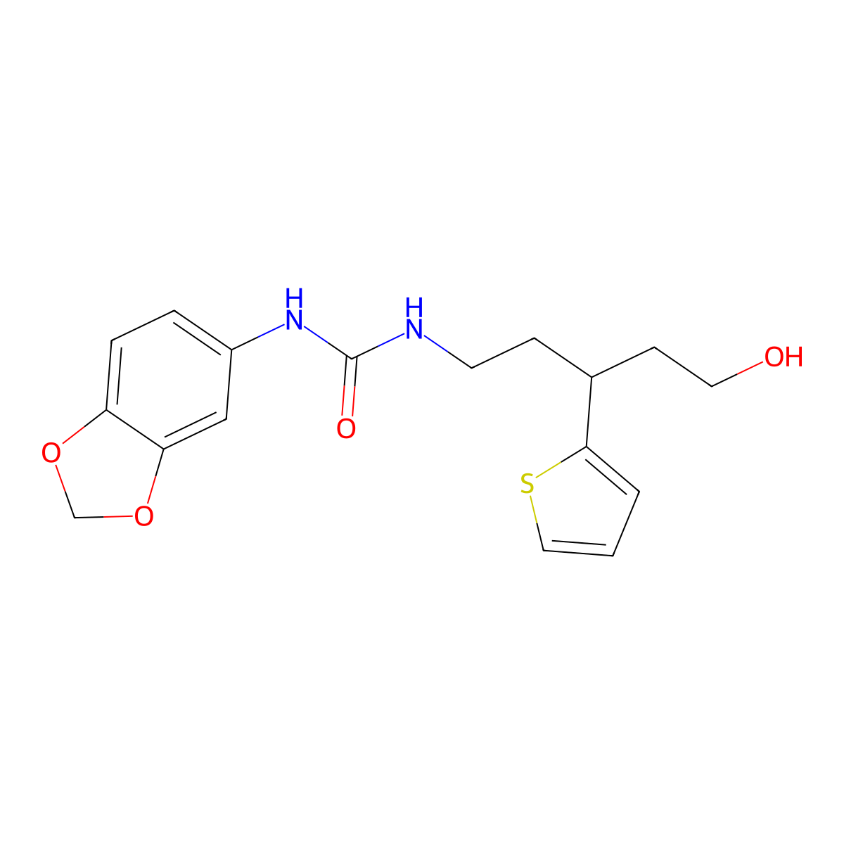 1-(Benzo[d][1,3]dioxol-5-yl)-3-(5-hydroxy-3-(thiophen-2-yl)pentyl)urea molecular structure, CAS 2034242-09-4