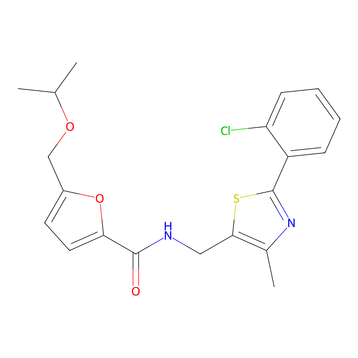 N-((2-(2-chlorophenyl)-4-methylthiazol-5-yl)methyl)-5-(isopropoxymethyl)furan-2-carboxamide molecular structure, CAS 2034242-15-2