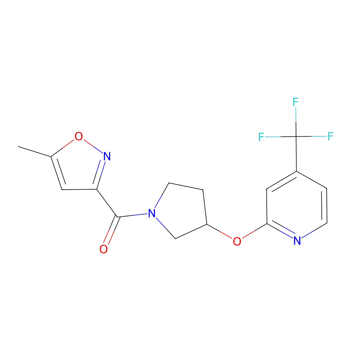 (5-Methylisoxazol-3-yl)(3-((4-(trifluoromethyl)pyridin-2-yl)oxy)pyrrolidin-1-yl)methanone molecular structure, CAS 2034242-17-4