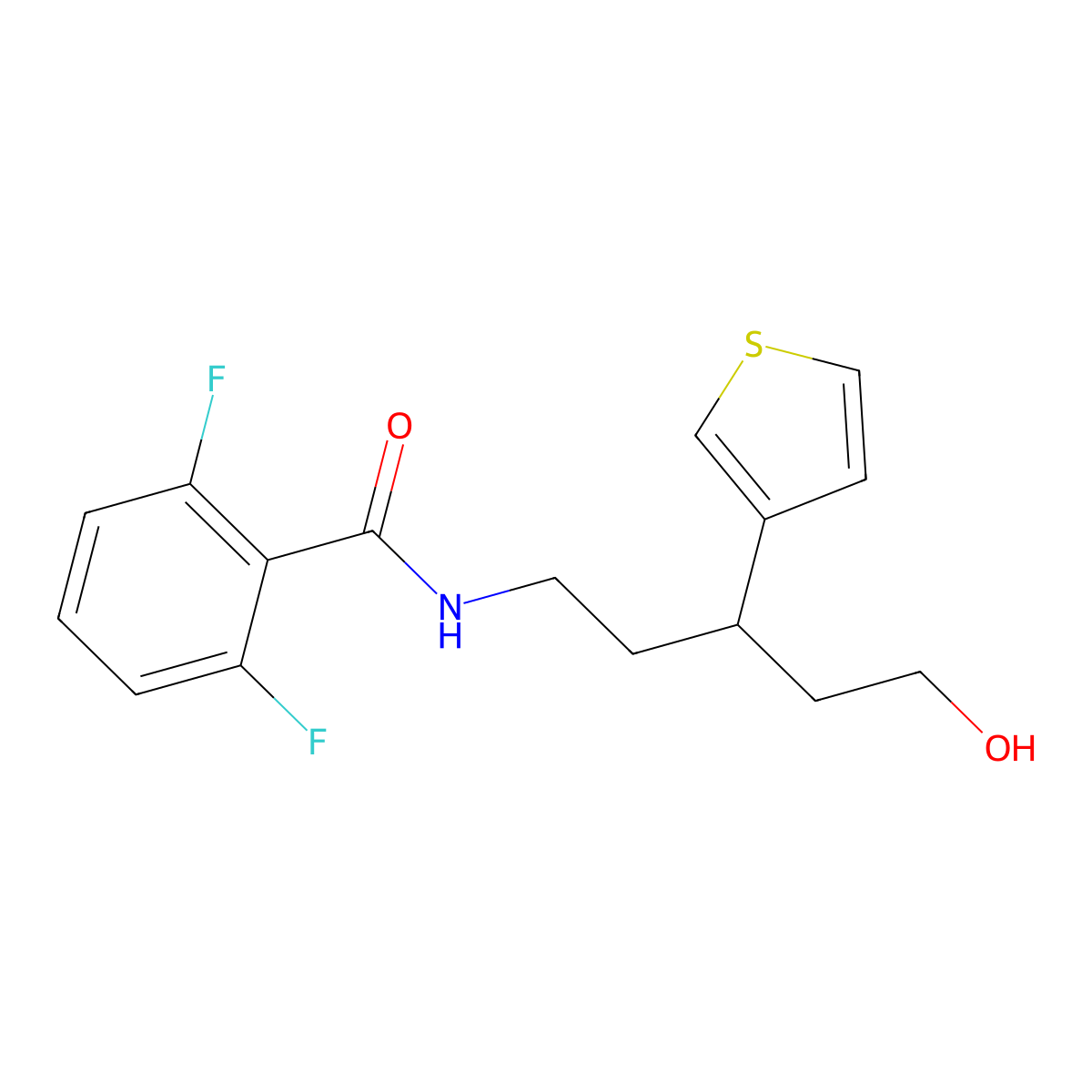 2,6-difluoro-N-[5-hydroxy-3-(thiophen-3-yl)pentyl]benzamide molecular structure, CAS 2034242-18-5