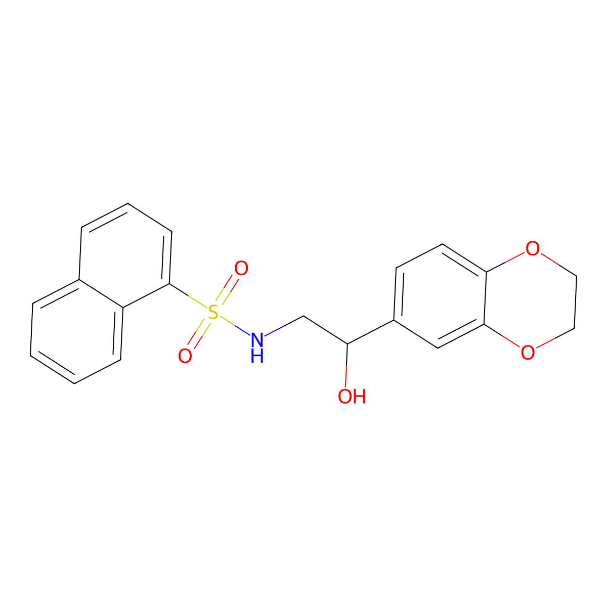 N-(2-(2,3-dihydrobenzo[b][1,4]dioxin-6-yl)-2-hydroxyethyl)naphthalene-1-sulfonamide molecular structure, CAS 2034242-36-7