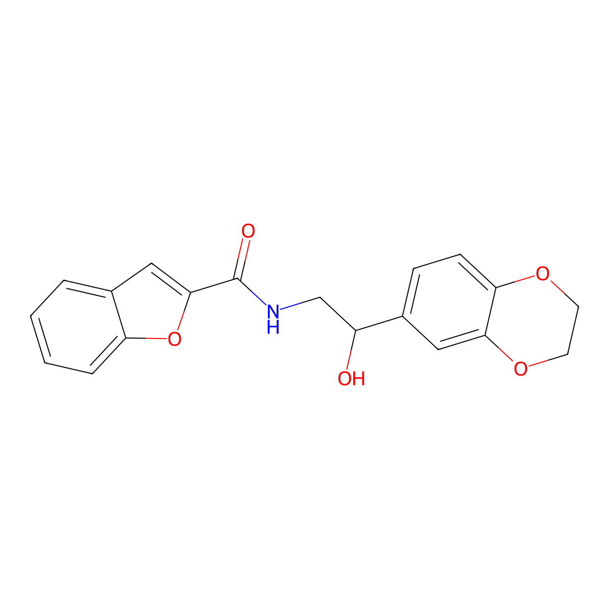 N-(2-(2,3-dihydrobenzo[b][1,4]dioxin-6-yl)-2-hydroxyethyl)benzofuran-2-carboxamide molecular structure, CAS 2034242-39-0