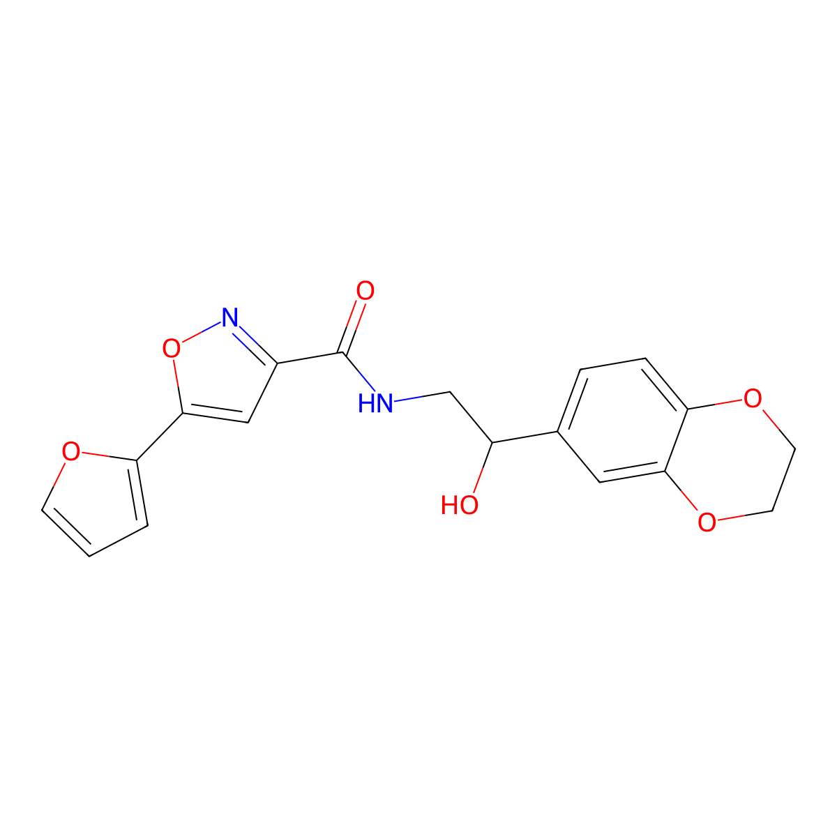 N-(2-(2,3-dihydrobenzo[b][1,4]dioxin-6-yl)-2-hydroxyethyl)-5-(furan-2-yl)isoxazole-3-carboxamide molecular structure, CAS 2034242-44-7